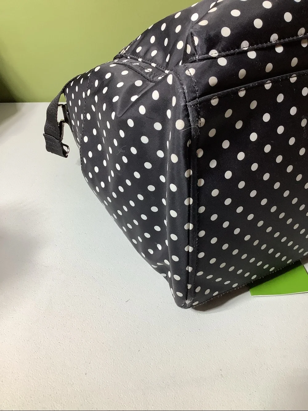 Kate Spade NY nylon black with white polka dots travel/weekender/duffle bag